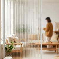Window Film for Privacy in Home Office or Living Room, Waterproof Frosted Glass Film with Stripe Pattern, Fast PVC Privacy Film, DIY