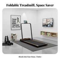 Space Saving Foldable Treadmill Quiet Operation Compact Home Treadmill Shock Absorption Foldable Walking Pad LED Display for Apartment, Office, Under Desk