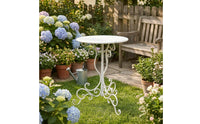 Round Metal Plant Stand Scrollwork Base Ornate Plant Table Secure 3-Legged Design Household Decor for Patio