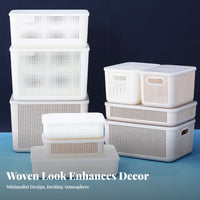 Lidded Wovenand elegance Basket With Lid Storage Box Hollow-openwork Design for Living Room