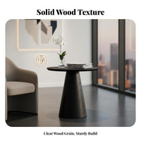 Round Wooden Table Minimalist Design Round Pedestal End Table Wood Grain Small Wooden Plant Stand for Reception Area, Living Room, Home Office