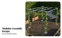 Steel Pipe Trellis Kit Detachable Grape Vine Pergola Easy to Install Climbing Plant Frame for Courtyard, Patio