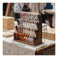 Sturdy Construction Wooden Bracelet Display Rack Large Capacity Wooden Bracelet Stand Space Saving for Crafters, Market Stalls, Craft Fairs