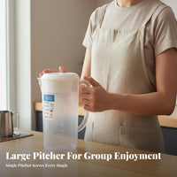 Food Grade Large Capacity Water Jug with Lid Easy Pour Spout Plastic Pitcher with Lid Wide Mouth for Cafe Owners, Kitchen, Home, Restaurants