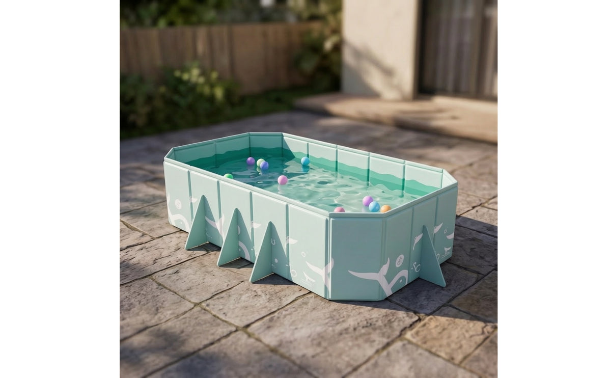 Foldable Pool Rectangular Non-Inflatable Pool for Family, Young Children, Backyard, Garden, Patio