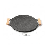 Black Speckled Grill Pan Light Wood Handles Aluminum Alloy Grill Pan Cookware Shallow Rim Even-Heating for Gas Cooktop