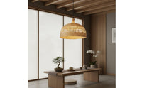 Bamboo Woven Pendant Light Material Dome Lampshade Boho Decor Indoor Lighting for Dining Room, Restaurant