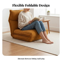 Sofa Bed Function Adjustable Backrest Lounger Foldable Design Adjustable Floor Lounger Space Saving Lounge Seating Thickly Padded for Students, Young Adults, Apartment Dwellers, Bay opening, Balcony, Lounging, Living Room