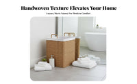 Stylish Design Square Woven-Design Bin Sturdy Tall Woven Container Easy to Clean Laundry Hamper Large Capacity for Hotel Managers, Apartment Dwellers, Bathroom, Bedroom, Dorm Room, Nursery