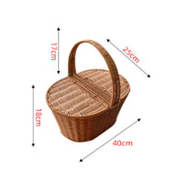 Picnic Basket with Lid Rattantype with Handle Sturdy for Shopping