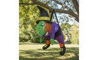 Outdoor Inflatable Witch Lighted Hanging Witch Weather-Resistant Halloween Inflatable Glowing for Homeowners