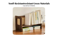 Rattanaesthetic Weaving 2-Tier Bookstand with Woven Panels Space-Saving Book Rack Minimalist Design desktop Shelf Multi-Functional for Students, Home Workers, Dorm Room, Dormitory, Bedroom