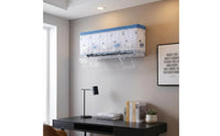 Swan Pattern Wall-Mounted Air Conditioner Cover Scalloped Border Decorative Air Cooling Cover Diaphanous Mesh Wind-Blocking Curtain Crown Embroidery