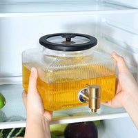 Water Dispenser with Tap, High Borosilicate Glass Water Jug and Drink Dispenser, Stainless Steel Spigot, Screw Lid for Iced Tea and Cold Brew