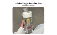 Leak-Proof Tea Infuser Water Bottle Cute Design Portable Water Cup with Handle Safe for Students, Office Workers, School, Summer, Travel