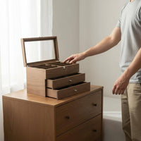 Sunglasses Display Organizer Vintage Design Watch and Sunglasses Organizer Wooden Watch Box Debris-Shielded for Dressing Table