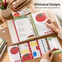 Vintage M5 Tri-Fold Sushi Grass Pudding Tomato Girl Heart Loose Leaf Notebook Refills