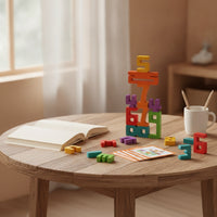 Colorful Number Blocks with Challenge Cards Educational Wooden Puzzle Learning Number Puzzle Preschool for Kindergarten