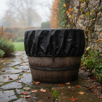 Round Barrel Cover Black Round Drum Lid Protector Drawstring Closure Outdoor Storage