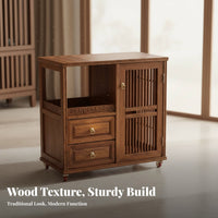 Chinese Design Mobile Tea Ceremony Table Movable with casters Living Room Furniture Multitier Storage Serving Cart Integrated Electric Kettle for Homeowners, Hosts, Adults, Home, Kitchen, Office