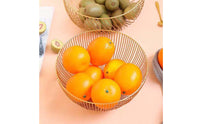 Nordic Design Metal Wire Fruit Basket Multi-Purpose Wrought Iron Snack Dish Easy to Clean Decorative Centerpiece Bowl Hollow Design for Living Room, Desktop, Dining Table, Kitchen Counter