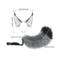 2 Pieces Animal Ears and Tail Faux Hair Feline Ears Headband with Tail Versatile for Cosplayers