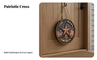Independence Day Wooden Decor Indoor Outdoor Independence Day Wall Decoration Easy to Hang American Flag Door Hanger for Porch, Farmhouse, Living Room