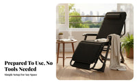 Foldable Design Folding Recliner Chair No Assembly Required Folding Recliner Lockable Recline Adjustable Rest Ping Chair Breathable Textile for Office Workers, Beachgoers, Balcony, Beach, Backyard, Garden
