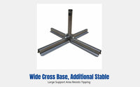 Heavy-Duty Folding Cross-Shaped Base Stable Support Cross Brace Holder Weight Bag Compatible Umbrella Stand Adjustable Pole Grip for Homeowners, Vendors, Business Owners, Backyard, Terrace, Outdoor Market, Poolside