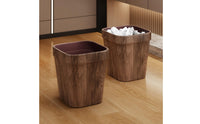 Wood-Grain Open-Top Trash Bin Modern Tapered Wastebasket Minimalist Trash Bin with Inner Liner Textured for Bedroom, Living Room, Office