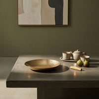 Tray with Hammered Texture Gold Elliptical Tray Low-Profile for Coffee Table