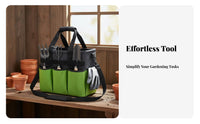 10 Pockets Heavy Duty Garden Tool Bag Self-Standing Frame Garden Tool Bag Multifunction for Gardeners, Yard Work, Outdoor, Home Improvement