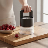 Mess-Messless Cherry Pitter with Container Compact Press Style Cherry Pitter Stainless Steel Stone Remover Food-Grade for Home Cooks