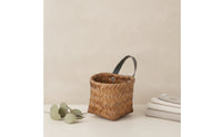Rattan-Like Woven Basket with Hanging Strap Tapered Woven Basket Natural Rustic for Entryway, Closet, Bedroom
