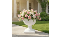 Pedestal Planter Roman-Style Urn Planter Raised-Relief Flower Pot for Gardeners