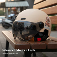 Electric Bike Helmet 3C Certified Half Shell Helmet Sun Protection Secure Headwear for Motorcyclists, Women, Daily Commute, Street Biking, Outdoor