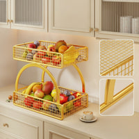 Two-Tier Fruit Rack Space-Saving Countertop Organizer Rack for Kitchen, Dining Room