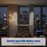 Creative Entryway Table, Luxury Sintered Stone Console, Spherical Stainless Steel Accent, Modern Hallway Decor