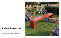 Colorful Slatted Bench Rustresistant Slatted Outdoor Bench Comfortable Support Bracing Garden Seating for Families, Property Managers