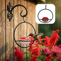 Hanging Bird Nectar Dispenser Attracts Hummingbirds Circular Avian Feeder Built-in Perch Wildlife Supply for Patio