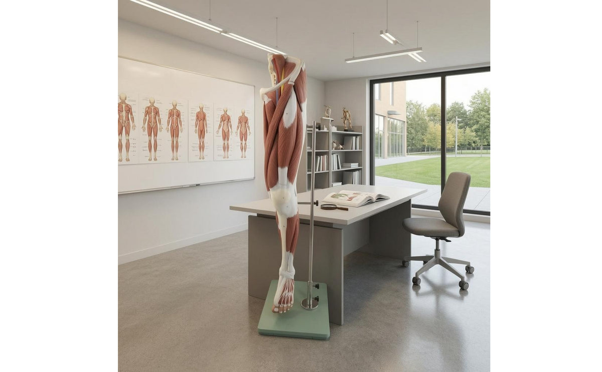 Vessels Lower Limb Muscle Model Nerves Muscular Leg Anatomy Model Painted Details with Base and Support Students, Medical Training, Classroom
