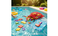Waterproof Pool Puzzle with Challenge Cards Educational Underwater Puzzle Geometric Game Set with Mesh Bag Submersible for Children, Swimmers, Families, Swim Lessons, Backyard