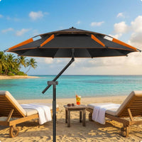 Cantilever Patio Umbrella Black Canopy Rotating Patio Umbrella Foldable 360° Rotation
