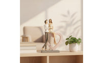 Couple Figurine Carved Statue with Heart Textured Heart Sculpture for Shelf, Bedroom