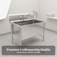 Easy to Clean Stainless Steel Grooming Tub Anti-Slip Design Stainless Steel Dog Wash Station Heavy Duty Professional Pet Bathing Tub Leak-Proof Construction for Veterinarians, Veterinary Medical Facility