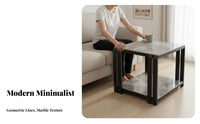 Minimalist Design 2-Tier Square Side Table Multi-Purpose Nightstand Sturdy Frame Household Furniture Easy Assembly for Apartment Dwellers, Homeowners, Renters, Living Room, Bedroom, Small Areas, Home Office