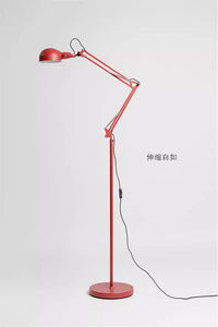 机械三折叠落地灯红色摇臂法式高级感设计师工业风旋转护眼钓鱼灯 红色-落地灯-165CM-全光谱支持小爱语音控制原厂正品 质保5年