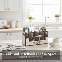 Wooden Utensil Holder Compartmented Design Compartment Silverware Organizer Nordic Design Wooden Silverware Holder for Restaurant, Buffet