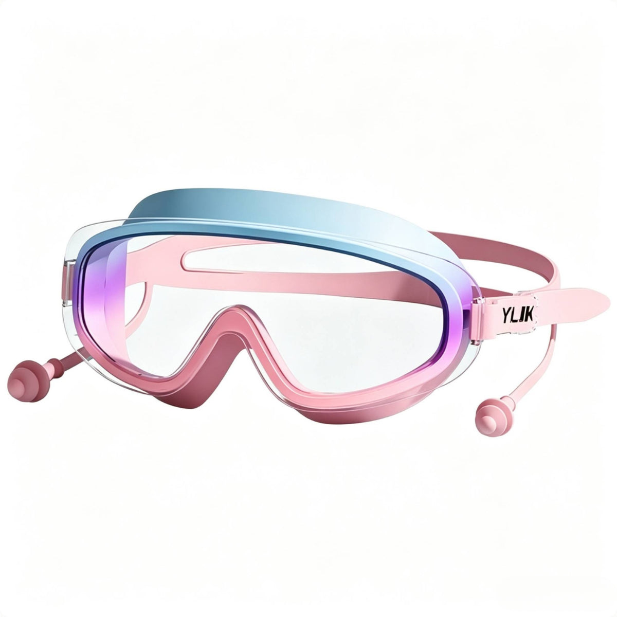 Clear Lens Swimming Goggles with Earplugs Soft Nose Bridge Swim Goggles with Earplugs Anti-Fog Eyewear Protective for Swimmers