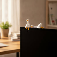 2 Pieces Duck Figurines Adorable Display Toppers Mini Ornaments for Office Workers, Teens